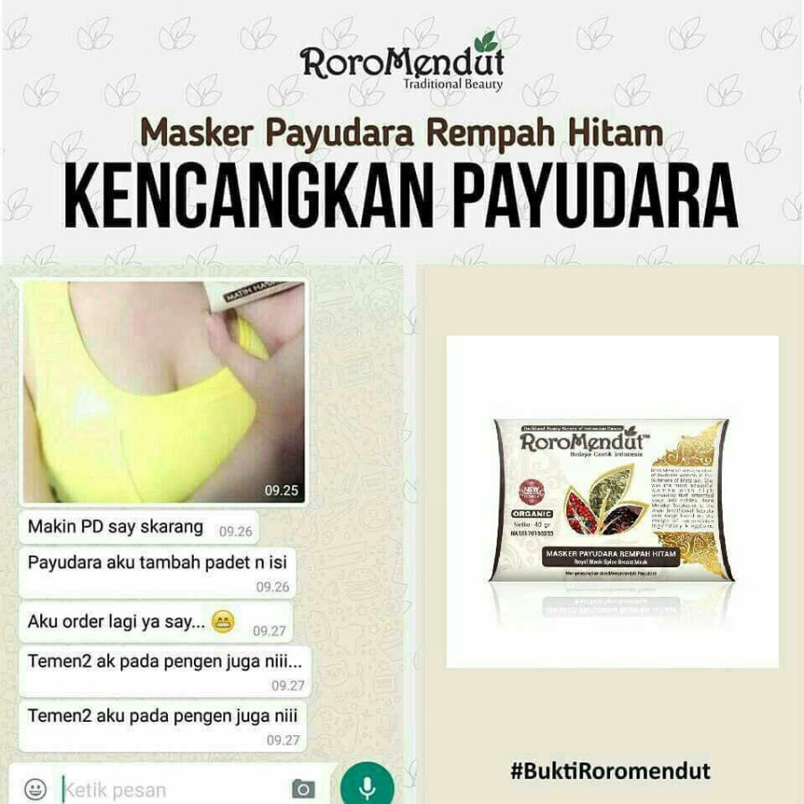 Masker Payudara Rempah Hitam Roro Mendut Original