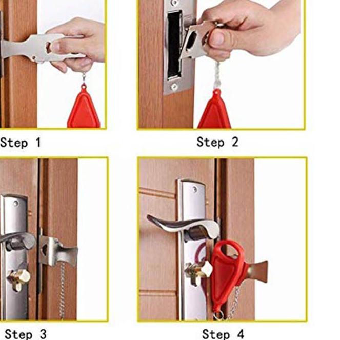 ☏ Portable Door Lock Travel Hotel AirBNB Dorm Kos Rumah Kunci Pintu Gesper Selop Pintu Anti Maling ♫