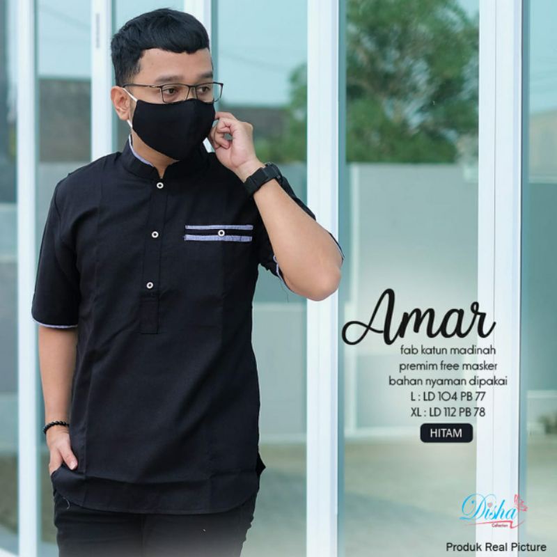 AMAR KOKO ORI BY DISHA KEMEJA KOKO PRIA MURAH MOTIF POLOAS BAHAN KATUN MADINAH PREMIUM FREE MASKER A