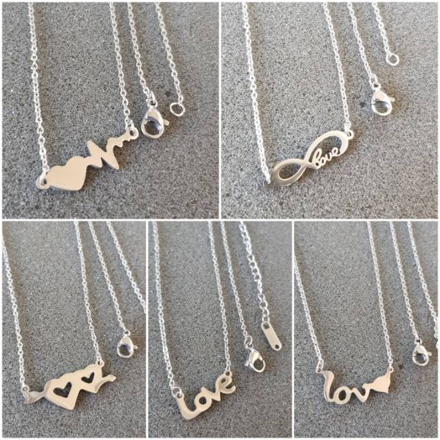 Kalung morif love import titanium white Antikarat Selamanya/kalung titanium murah Original Antikarat