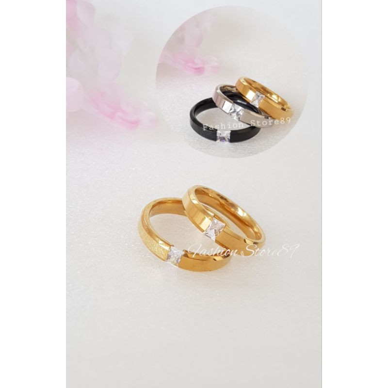Cincin Pasangan Paling Laris cincin couple single titanium gold white black permata putih Antikarat