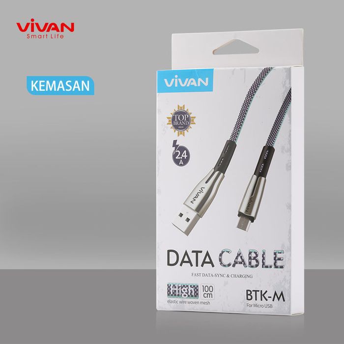 Kabel Data Vivan Fast Charging BTK-M 2.4A For Micro USB Data Cable - Garansi Resmi 1 Tahun ORIGINAL