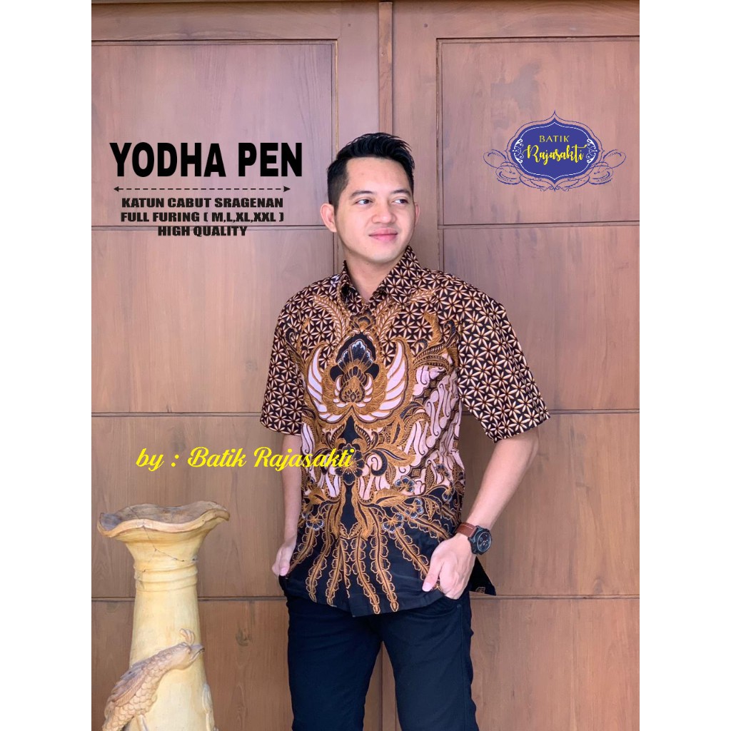 YODHA PEN Kemeja Batik Pria Lengan Pendek Katun Halus FULL FURING Rajasakti