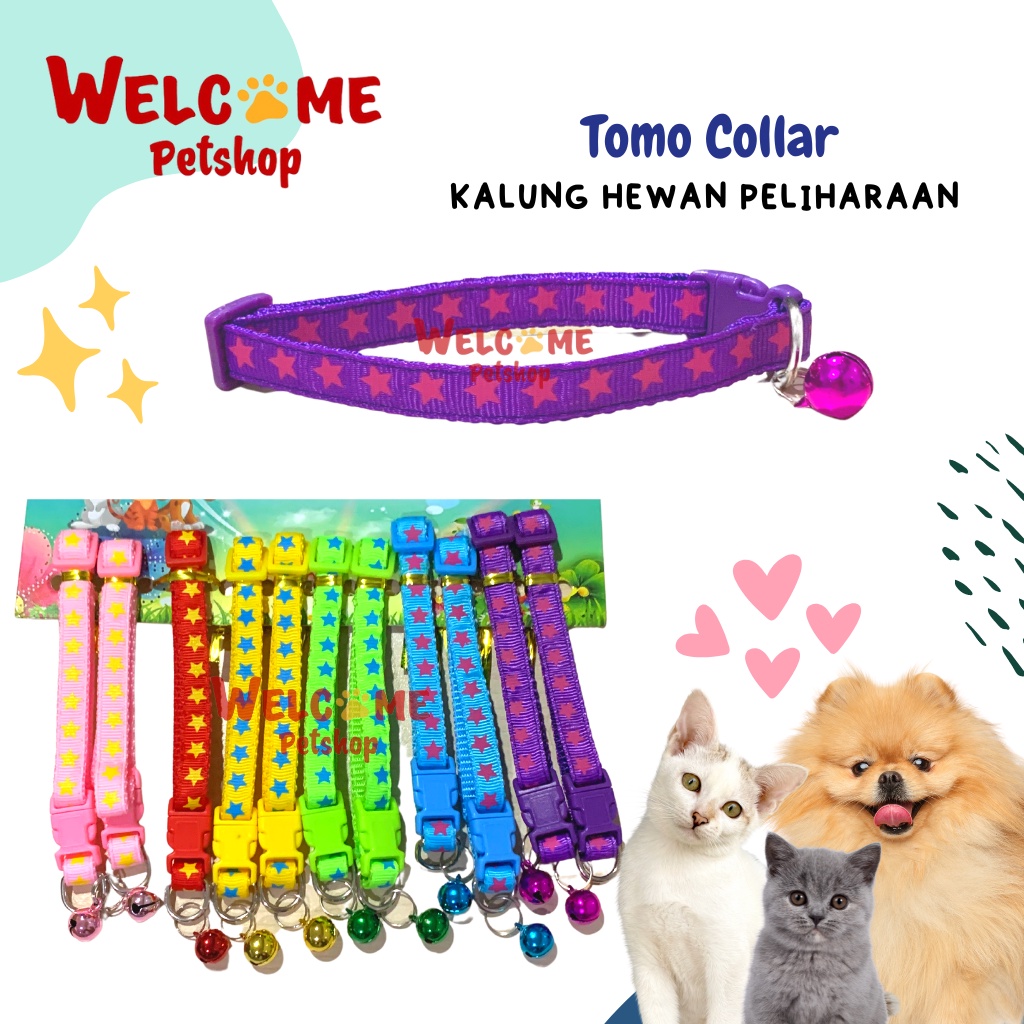 Tomo Collar Kalung Kerincing Anjing Kucing Kelinci Motif Bintang Lucu