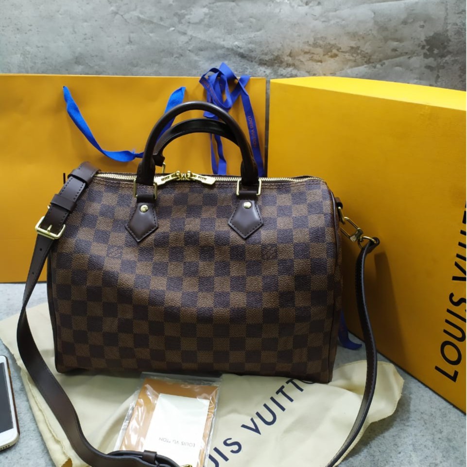 Tas Branded Louis Vuitton Speedy 25 Second Original Asli Lv