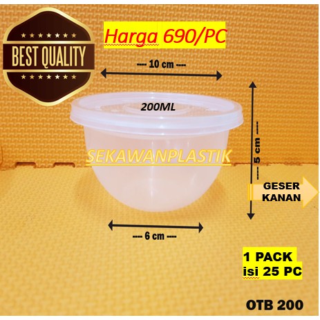 Thinwall Mangkuk 200ml / OTB 200 OTIPIACK Food Container Tempat Makanan Plastik 25 Set