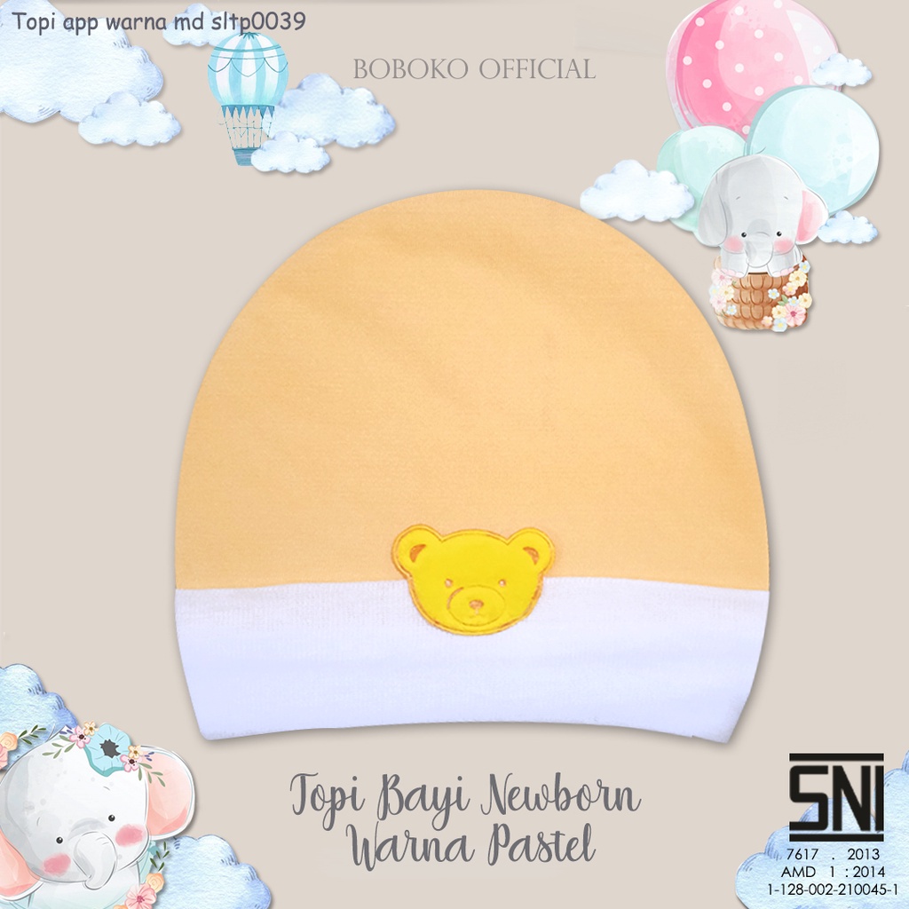 BOBOKO Topi Bayi Newborn Warna Pastel 0-3 bulan