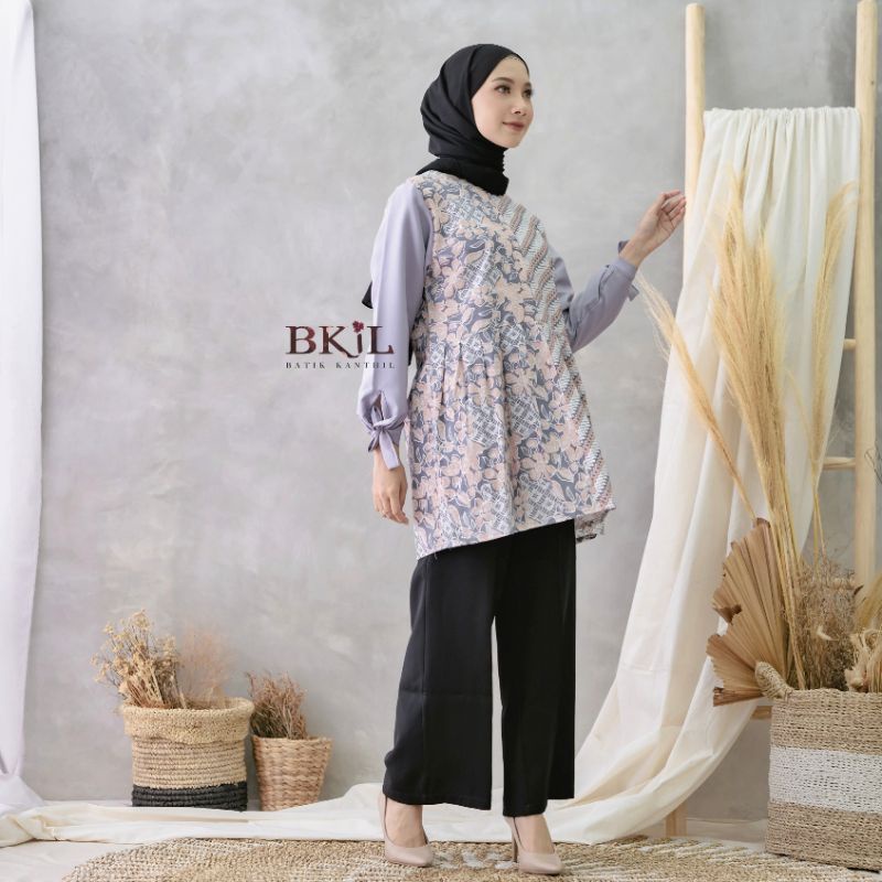 tey-17 Batik wanita ASJ SA HRB026 Kenongo Kemeja Tosca Pendek-BKIL-BATIK KANTHIL-4