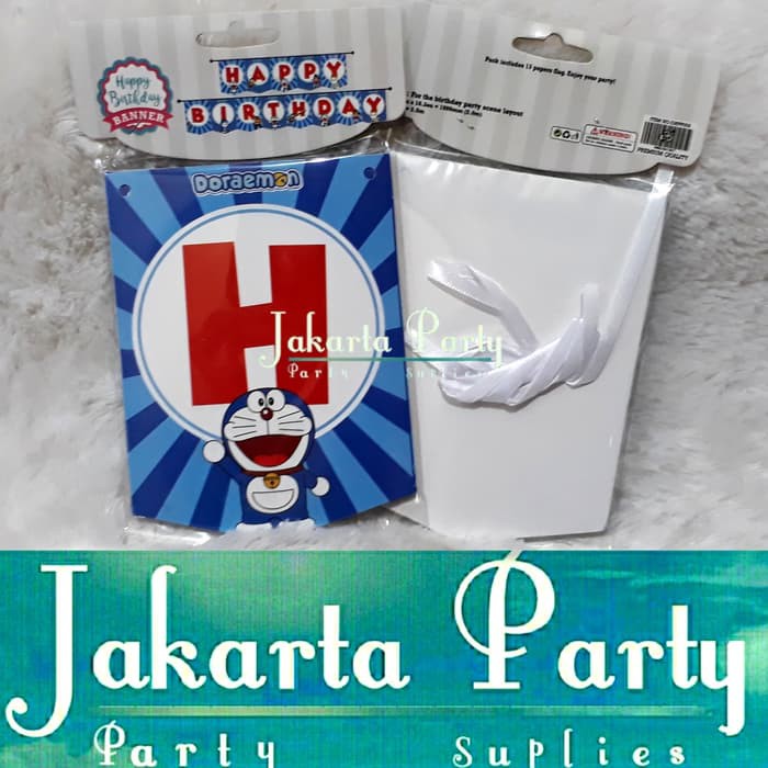 Banner Flag Happy Birthday / Bunting Flag Karakter Doraemon