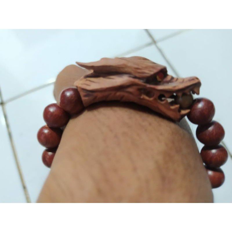 Gelang kayu Galih nagasari ukir kepala nagasari