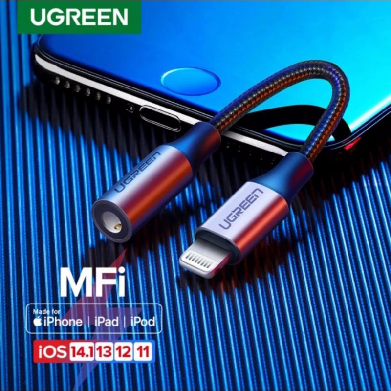 Ugreen Kabel Lightning Mfi to Aux 3.5mm Support Mic Audio For ip 13 12 11 8 X XR XS Max