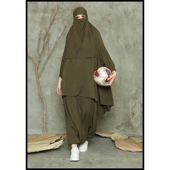 Allev Risha Set Sirwal Akhwat - Hijau Army