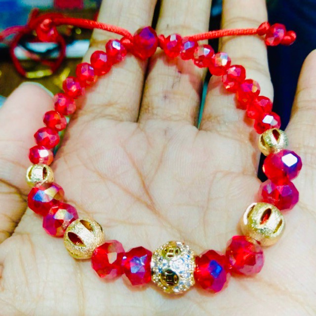 Gelang kristal variasin maian lapis emas