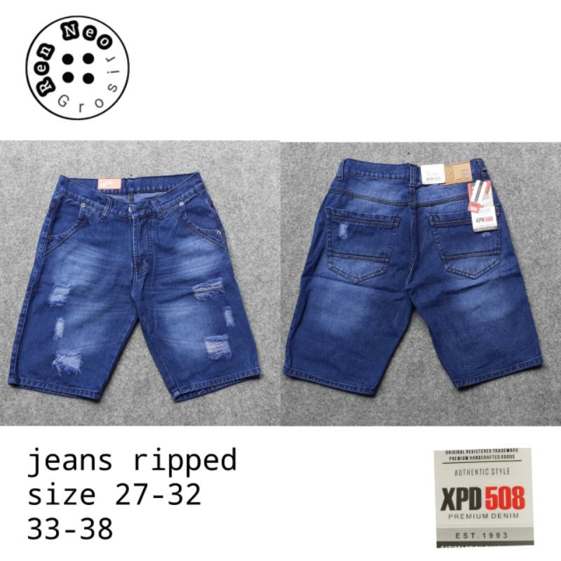 XPD CELANA JEANS PENDEK SOBEK PRIA RIPPED JEANS STREET