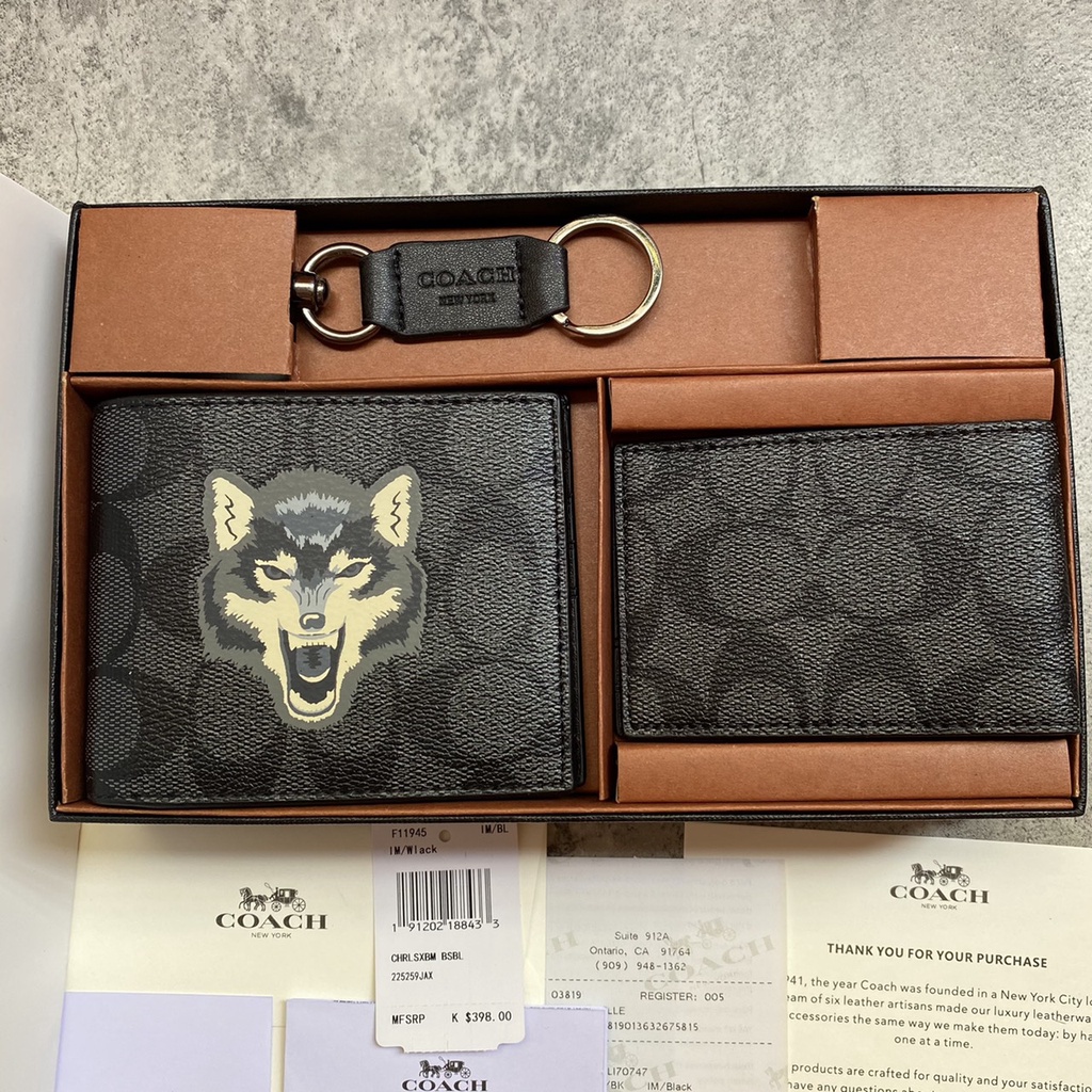 WALLET CH DOMPET PRIA WOLF EMBOSSED GRAFFITI BLACK