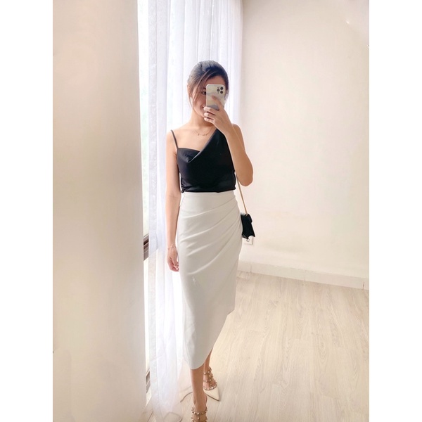 Abby Fey Midi Skirt Rok Asimetris Korean Casual