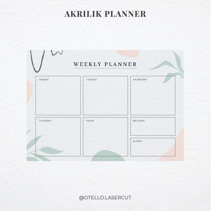 Weekly Planner Print Tropical Akrilik Wall Planer Dinding Papan Jadwal Akrilik Wall Schedule Acrylic