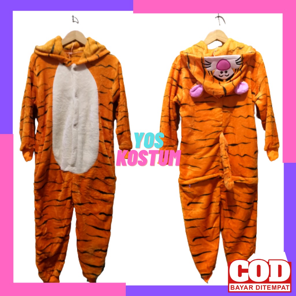 Kostum Lucu Anak Tiger Import Baju Piyama Animal Binatang Tidur Onesie Costume Laki Perempuan