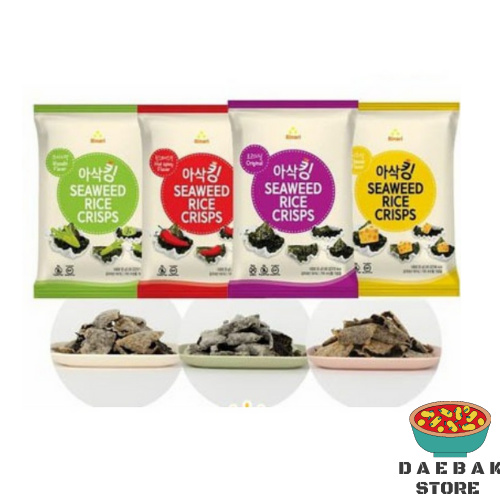 

Binari Seaweed Rice Crisps Diet Snack - Rasa Wasabi, Chesee, Chili Made In Korea