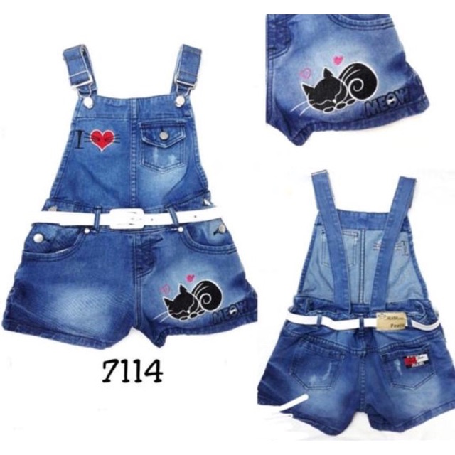 Baju Setelan Overall Anak Perempuan Cewe Import Biru Jeans