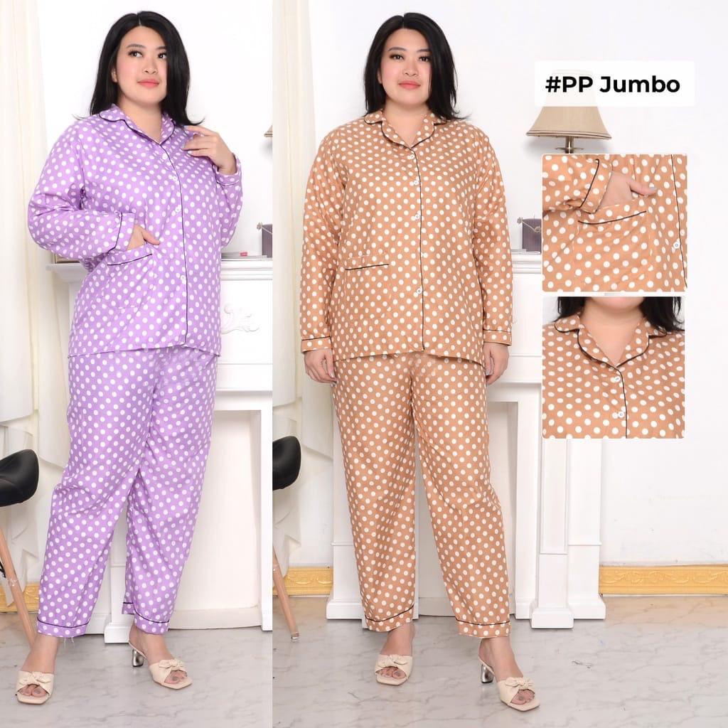 PIYAMA WANITA / BAJU TIDUR WANITA PP KATUN JUMBO XXL MOTIF POLKADOT/SALUR NEW COLOUR