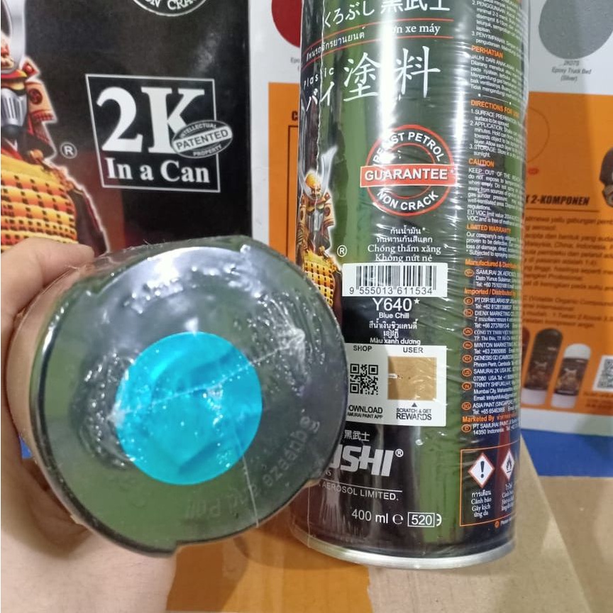 Cat Semprot Pilox Pilok  Samurai Paint Kurobushi Varian Warna Biru / Blue - Mikrolet Blue, Biru Muda, Tivoli Blue, Metallic Blue, Marine Blue, Candytone Blue, Blue Chill, dll (400cc/400ml)