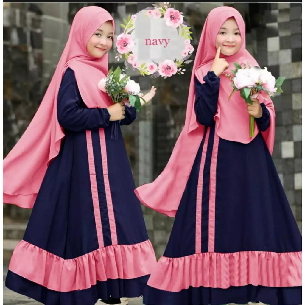 Gamis anak ROMERA KIDS SYARI, 7-10 thn (Bonus JILBAB) baju muslim Murah model Terbaru