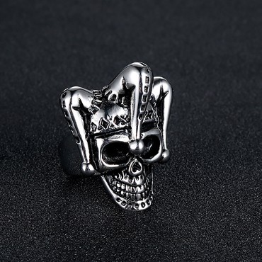 SEUSUK  Cincin Desain Tengkorak Badut Gaya Gothic Vintage untuk Pria COD