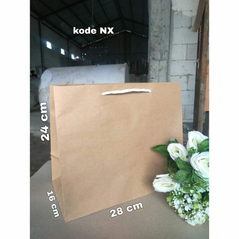 

(12 Pcs) paperbag / tas polos coklat kode NX [28x24x16]