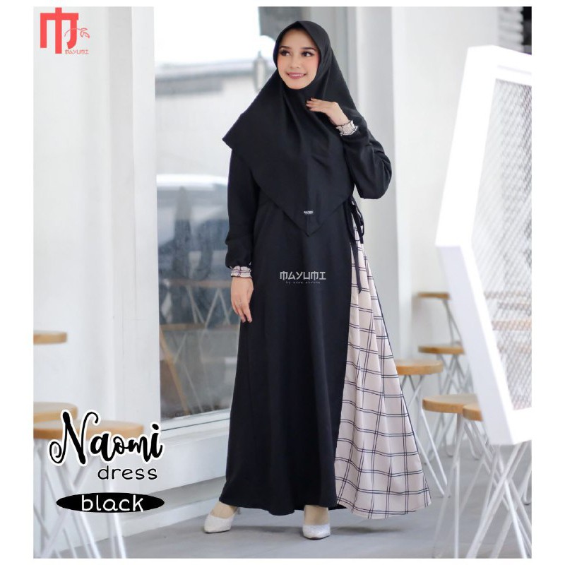 NAOMI DRESS BLACK M || Gamis Syari by MAYUMI