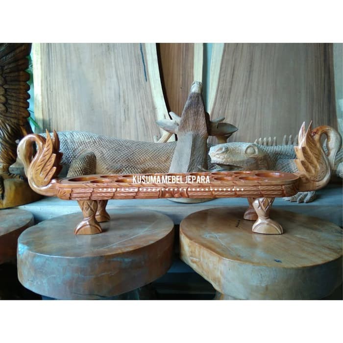 Dakon / Congklak Model Angsa Kayu Jati Finishing Natural Walnut