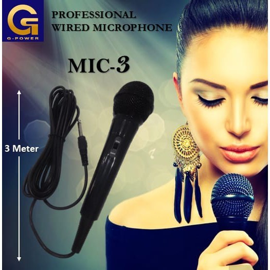 Microphone G-Power Mic-3 kabel 3 meter Mikrophone Mic karaoke smule pengeras suara