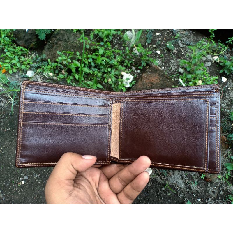 Dompet Lipat Pria Full Kulit Sapi Asli Tanpa Kain/Furing