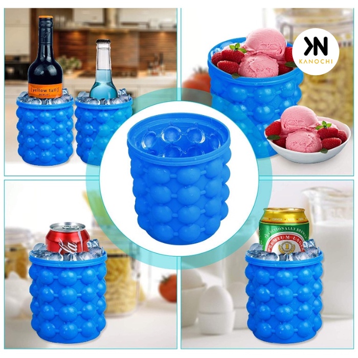 Cetakan Es Batu Silicone 3D + Penutup Mold Ice Cube Maker Genie Bucket