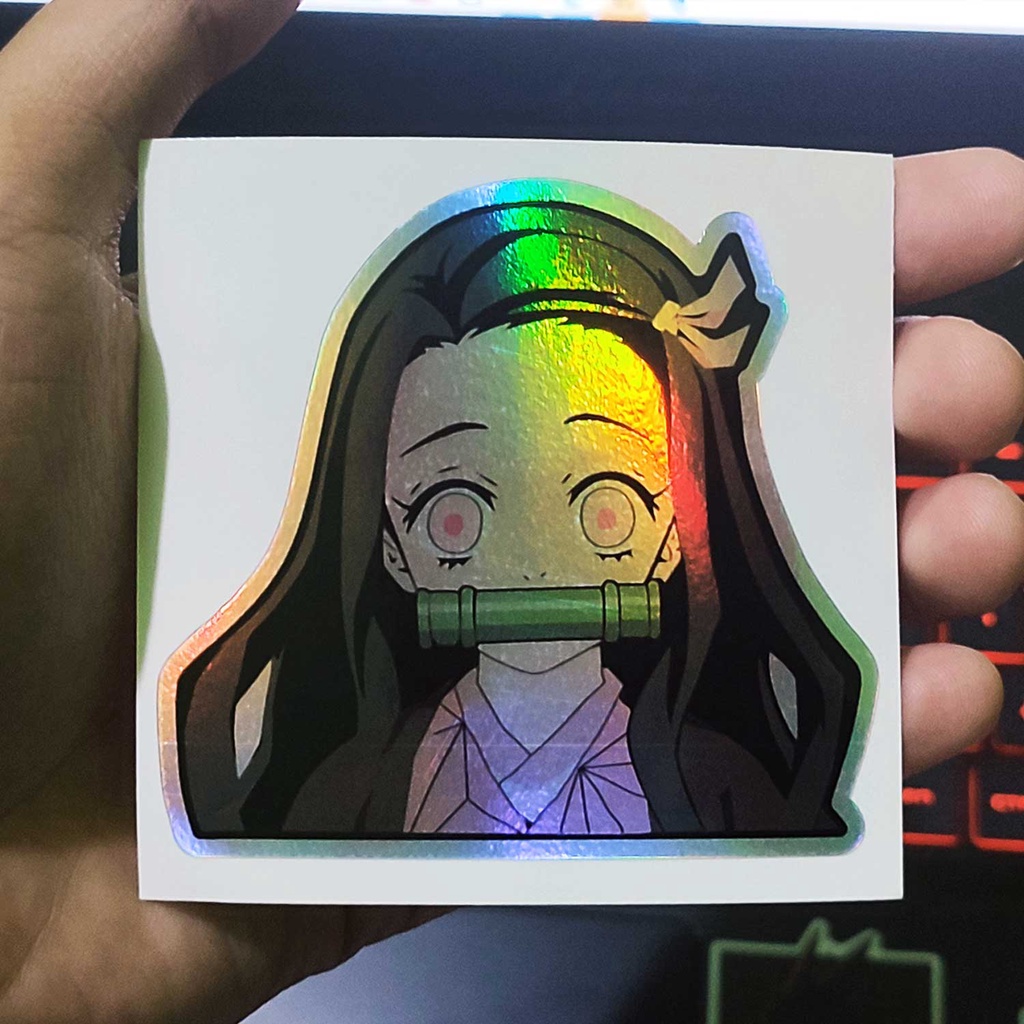 STICKER STIKER HOLOGRAM ANIME -KIMETSU NO YAIBA NEZUKO - STIKER LAPTOP