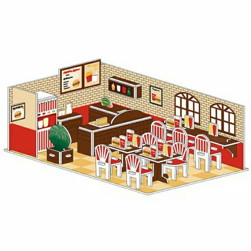 Mainan Edukasi Anak Puzzle 3D Miniatur DIY Jigsaw Kecil Part 5 Seri Interior Rumah/ Toko/ Cafe