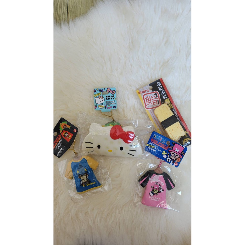Flashsale Licensed Squishy Original RARE Bundle Set (4pcs) | Preloved | One Piece, Sushi By Nic, Hel