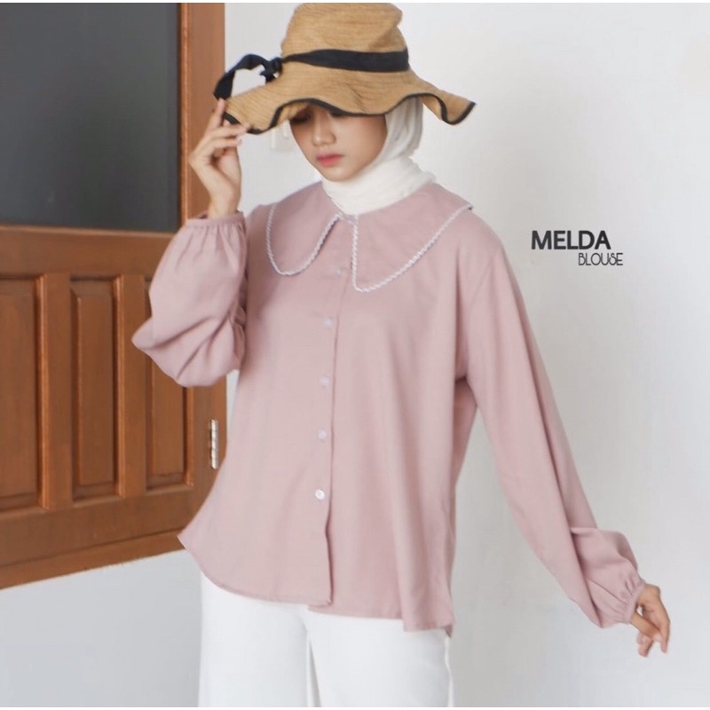 ANDREA BLOUSE / MELDA BLOUSE / BLOUSE KERAH RENDA KOREA / BLOUSE KOREA STYLE / KEMEJA BASIC POLOS