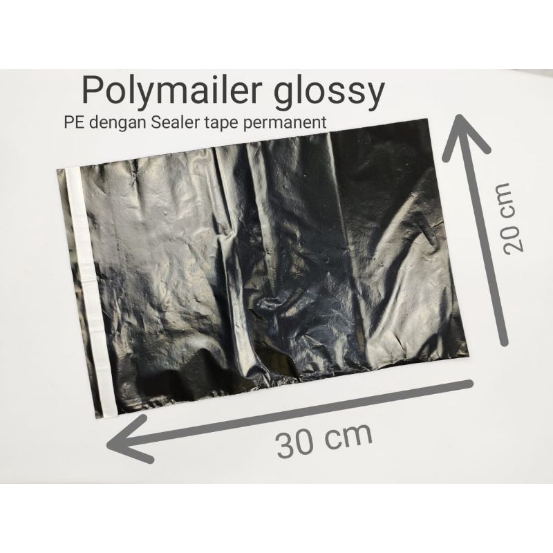 

100 Pcs 20x30 polymailer hitam glossy//Kantong Plastik Packing Polymailer