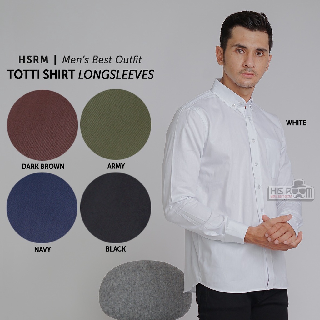 HSRM - Kemeja Cowok Lengan Panjang Kemeja Formal Kemeja Polos Slimfit Premium KEGA TOTTI SHIRT 292 310