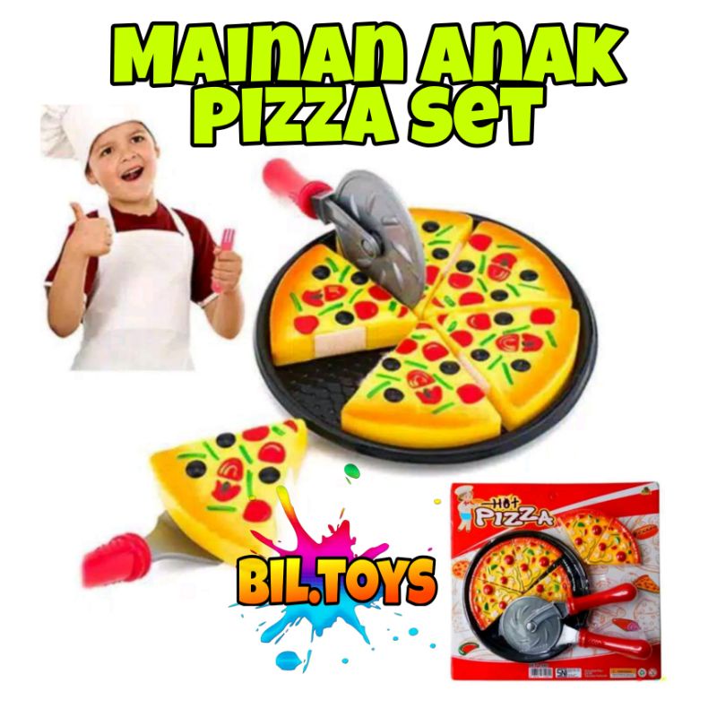 OCT 2500 Makanan Pizza hot mainan pizza mainan lengkap dengan pemotongnya dan tempatnya