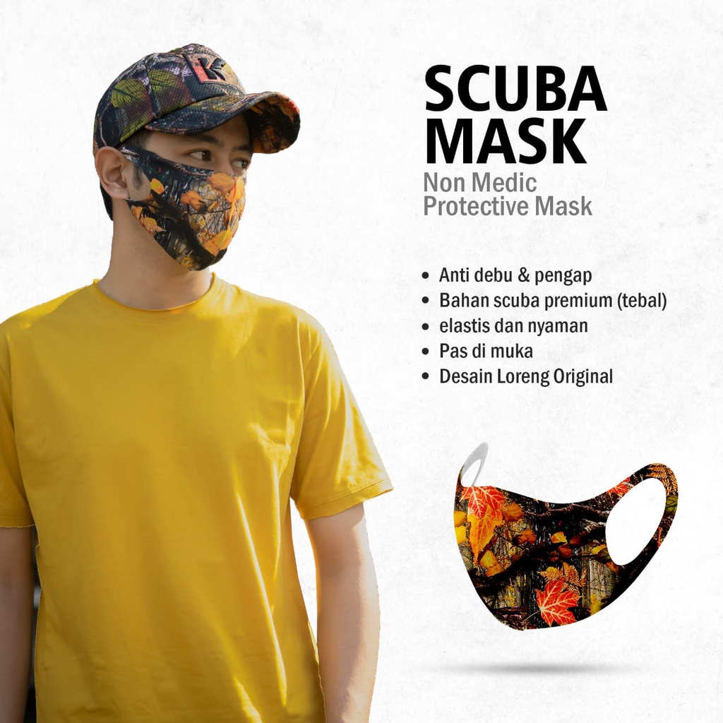 Masker Scuba Dewasa - Gramasi 340 - Anti Polusi dan Lembut - Bisa Dicuci - Tebal dan Premium