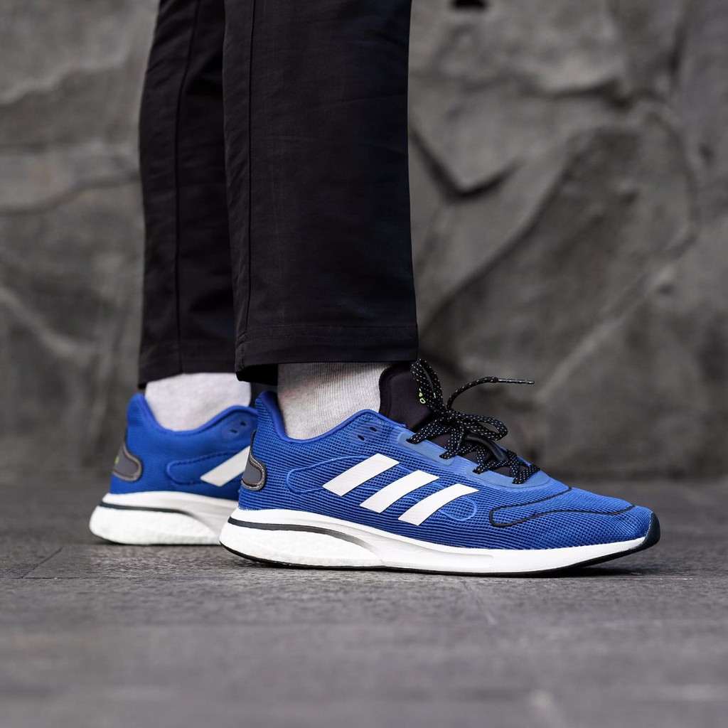 SNEAKERS COWOK HITAM BIRU MISTY  SEPATU PRIA ADIDAS SUPERNOVA BOOST BLUE WHITE SNEAKERS COWOK