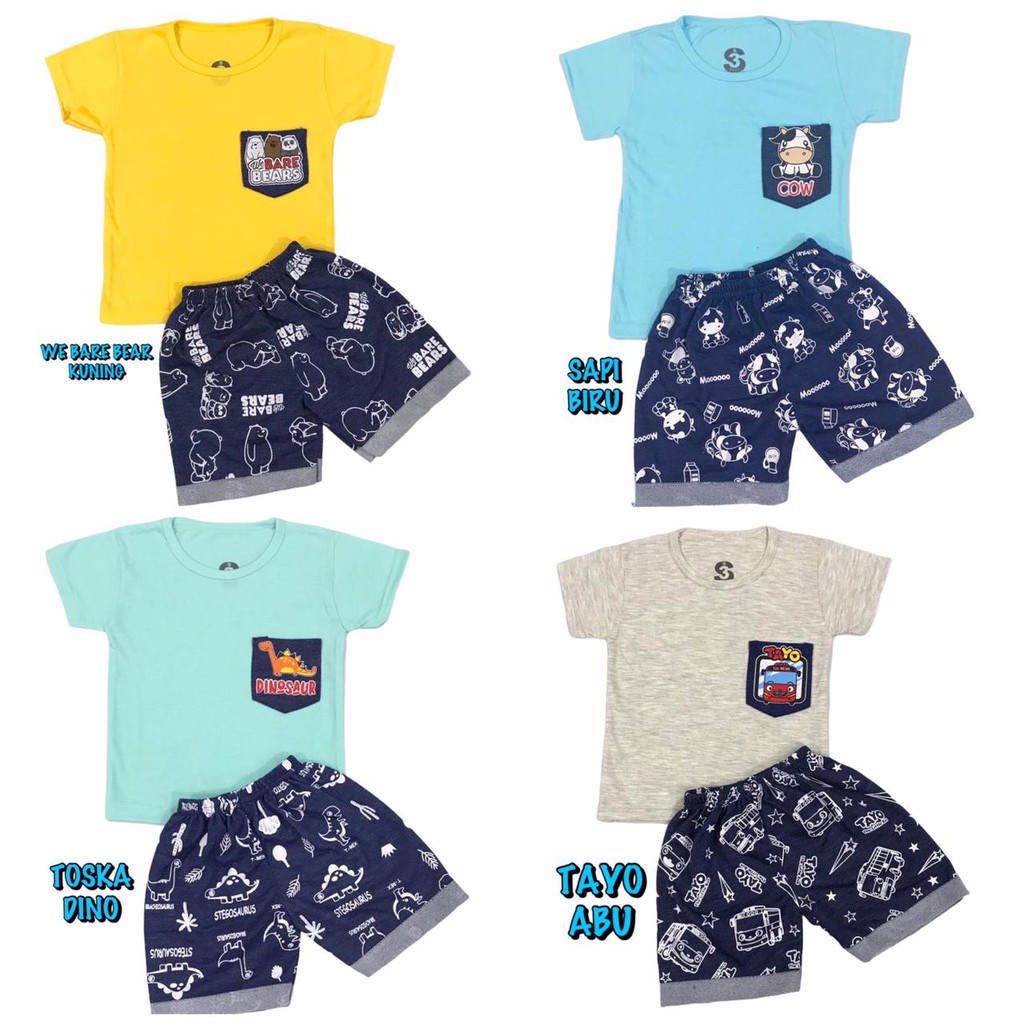 BAJU SETELAN DENIM KANTONG FASHION ATASAN CELANA OBLONG ANAK LAKI-LAKI/COWOK BAHAN KAOS KATUN