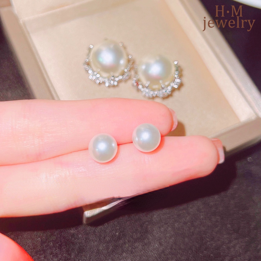 Anting Tusuk Dua Sisi Aksen Mutiara Bahan S925 Silver