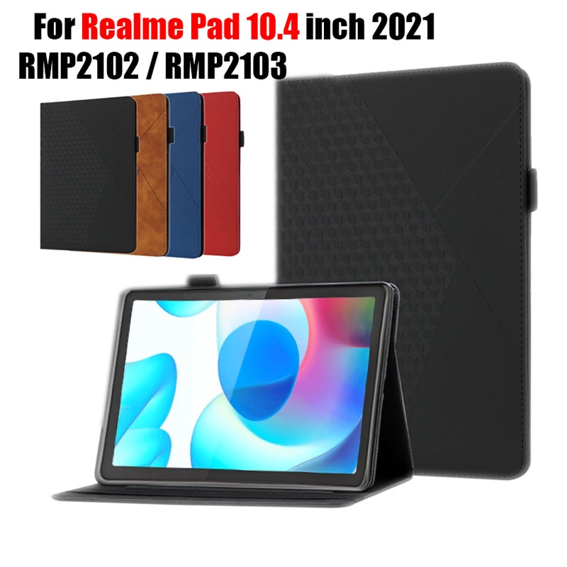 REALME Case Bahan Kulit PU Model Flip Stand Dengan Slot Kartu Untuk OPPO RealmePad 10.4 inch 2021 RMP2102 RMP2103