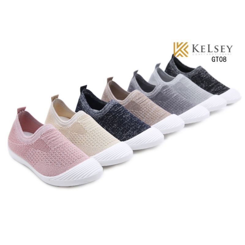 Kelsey Sepatu Slip On Wanita / Sepatu Flyknit Shoes GT08