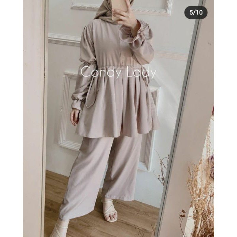 MARZIA PUFFY SET BY CANDY LADY STORE/ONE SET TUNIK MURAH/BAJU TUNIK LEBARAN