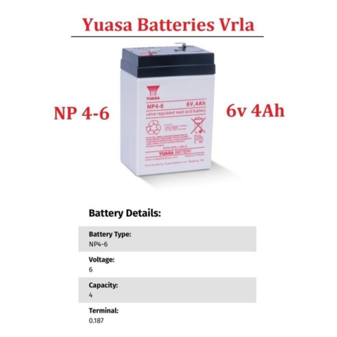 Baterai PANASONIC Asli original Aki Kering Accu 6volt 6 volt 6v 4.5Ah