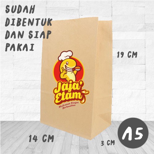 

[LOGO SENDIRI] Kantong Kertas Coklat Paking Olshop Kraft A5 18x14cm Kertas Bungkus Makanan / Roti